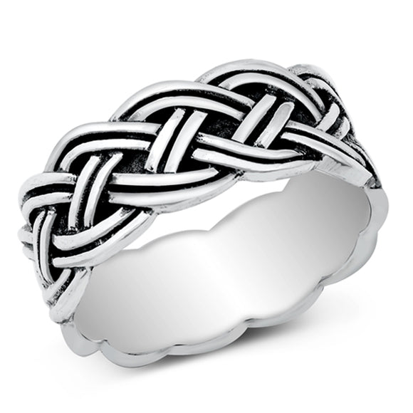 Double Celtic Braid Ring New .925 Sterling Silver Band Sizes 7-13