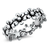 Cute Flower Daisy Chain Eternity Ring New .925 Sterling Silver Band Sizes 5-9