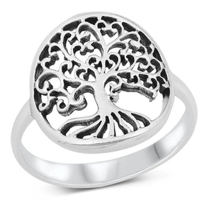 Wide Tree Of Life Open Ring New .925 Sterling Silver Band Sizes 5-10