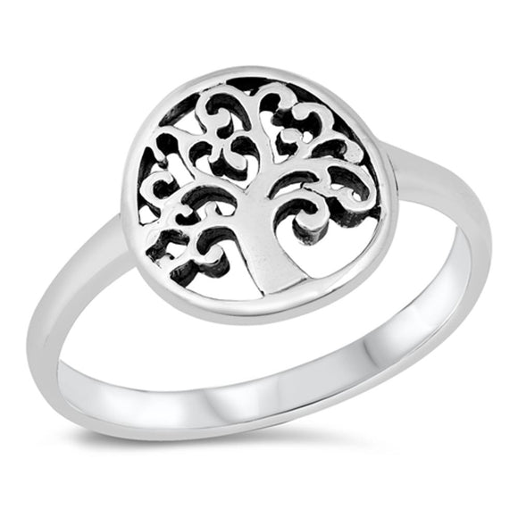 High Polished Tree of Life Swirl Ring New .925 Sterling Silver Band Sizes 5-10