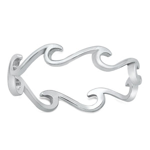 Repeating Ocean Wave Thin Ring New .925 Sterling Silver Band Sizes 4-10