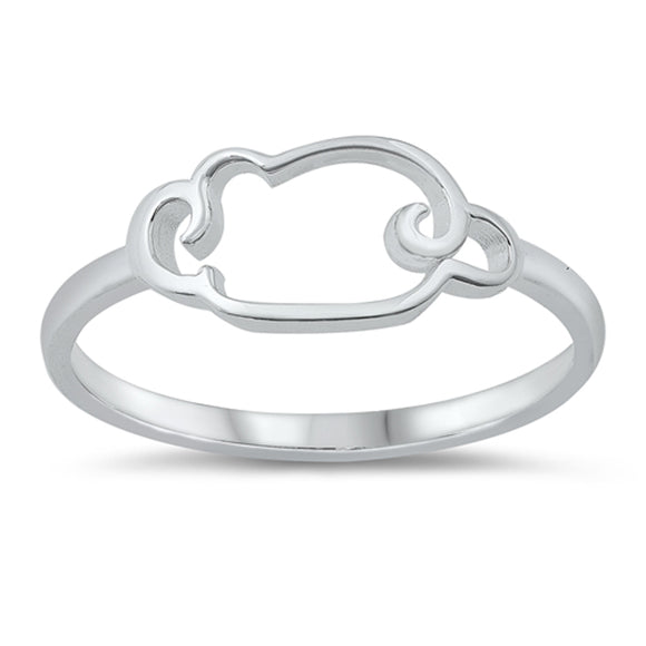 Unique Swirl Cloud Outline Ring New .925 Sterling Silver Band Sizes 4-10