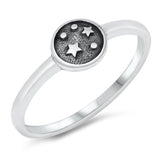 Oxidized Circle Star Space Ring New .925 Sterling Silver Band Sizes 4-10