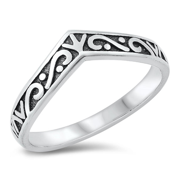 Classic Oxidized Swirl Tiara Ring New .925 Sterling Silver Band Sizes 4-10