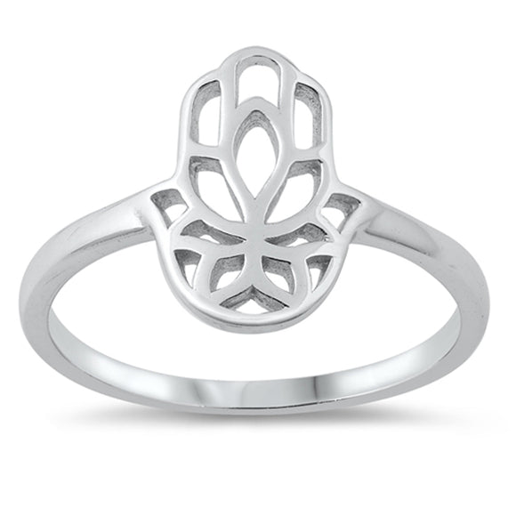 Hamsa Hand of God Ring New .925 Sterling Silver Band Sizes 4-10