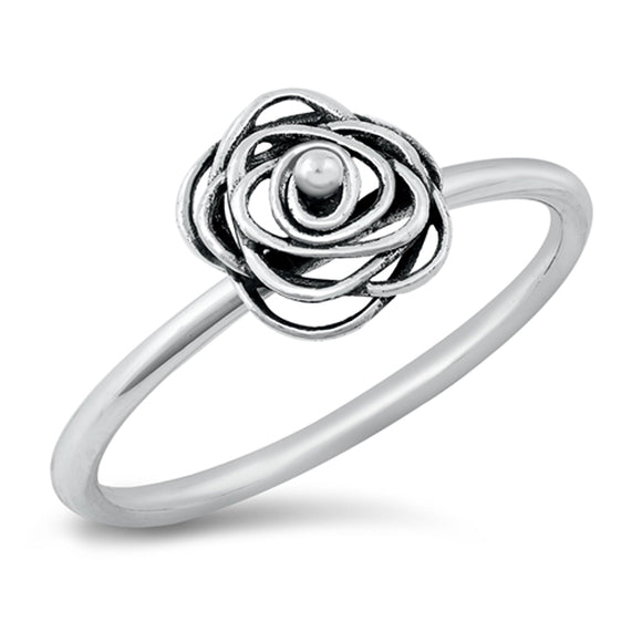 Cute Spiral Wrapped Rose Flower Ring New .925 Sterling Silver Band Sizes 4-10