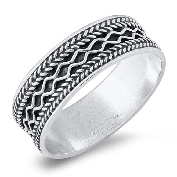 Intricate Wavy Braid Ring New .925 Sterling Silver Band Sizes 5-10