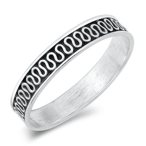 Bali Style Boho Wave Line .925 Sterling Silver Band Sizes 5-10