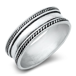 Double Rope Halo Boho Classic Ring .925 Sterling Silver Sizes 5-10