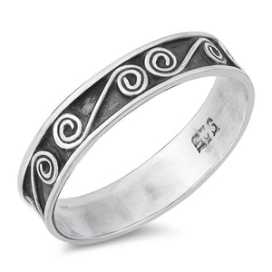 Greek Key Swirl Promise Ring New .925 Sterling Silver Band Sizes 5-10