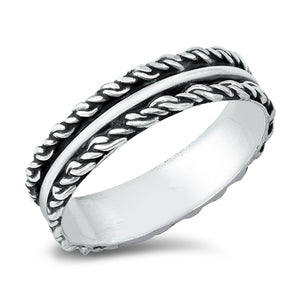 Double Rope Knot Halo Simple Ring New .925 Sterling Silver Band Sizes 5-10