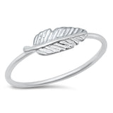 Simple Tiny Boho Feather Ring New .925 Sterling Silver Band Sizes 3-10