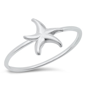 Tiny High Polish Starfish Ocean Ring New .925 Sterling Silver Band Sizes 3-10