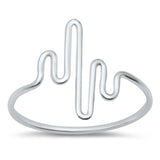 Unique Abstract Cactus Wavy Line Ring New .925 Sterling Silver Band Sizes 3-10