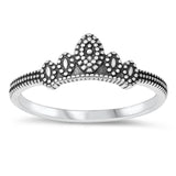 Oxidized Bali Style Crown African Ring New .925 Sterling Silver Band Sizes 4-10