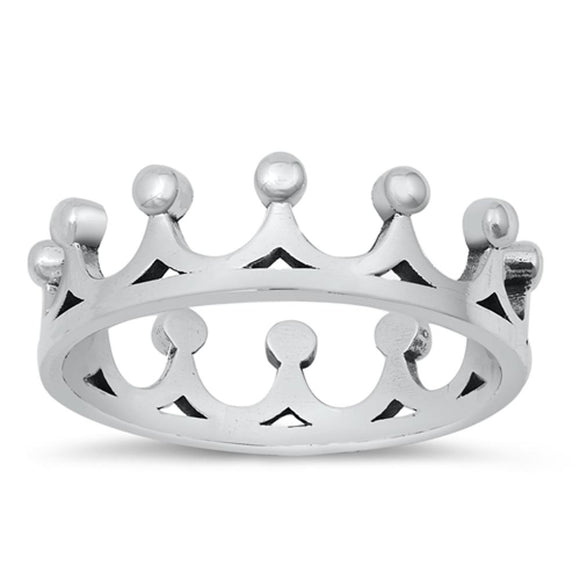 Cute Princess Crown Royal Regal Ring New .925 Sterling Silver Band Sizes 4-10