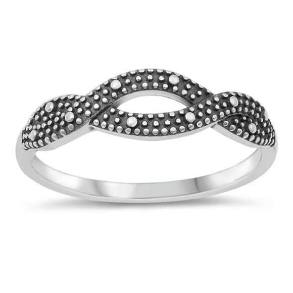 Oxidized Infinity Twist Knot Bali Ring New .925 Sterling Silver Band Sizes 4-10