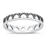 Cutout Heart Bali Love Crown Stack Ring .925 Sterling Silver Band Sizes 4-10