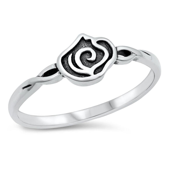 Oxidized Gothic Rose Ring New .925 Sterling Silver Bali Band Sizes 4-10