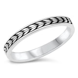 Sideways Aztec Leaf Stacking Ring New .925 Sterling Silver Band Sizes 4-10