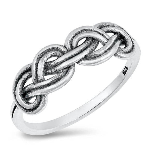 Boho Double Rope Celtic Knot Ring New .925 Sterling Silver Band Sizes 4-10