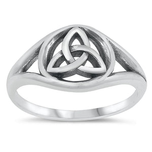 Celtic Triquetra Knot Statement Ring New .925 Sterling Silver Band Sizes 5-10