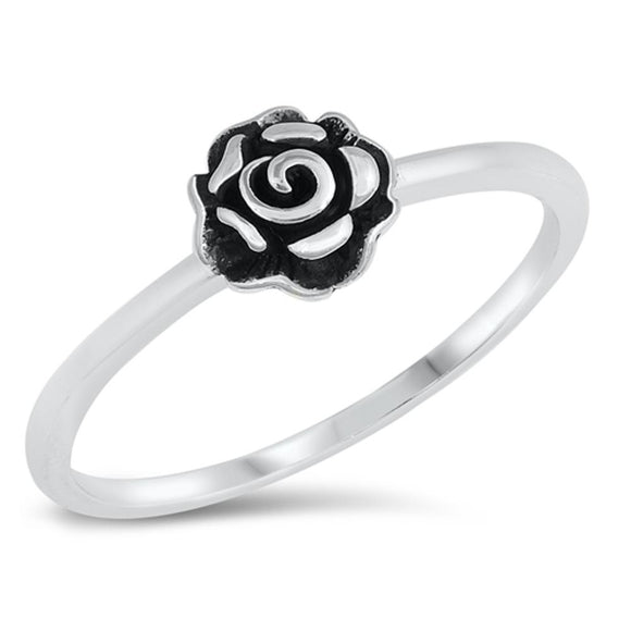 Simple Tiny Rose Love Flower Ring New .925 Sterling Silver Band Sizes 3-10