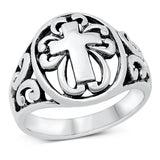 Ornate Filigree Swirl Cross Ring New .925 Sterling Silver Band Sizes 6-13