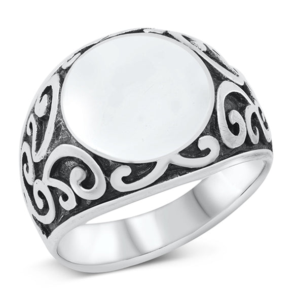 Elegant Oxidized Filigree Swirl Ring New .925 Sterling Silver Band Sizes 7-13