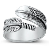 Boho Native Feather Wrap Ring New .925 Sterling Silver Spoon Band Sizes 7-13