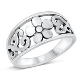 Flower Swirl Daisy Heart Nature Ring New .925 Sterling Silver Band Sizes 5-10