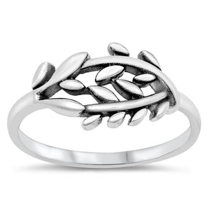 Nature Plant Leaf Branch Ring .925 Sterling Silver Band Sizes 4-10