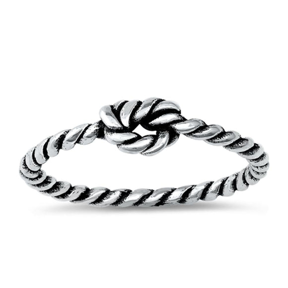 Halo Rope Knot Promise Ring New .925 Sterling Silver Band Sizes 4-10