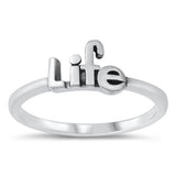 Life Letters Word Script Ring New .925 Sterling Silver Band Sizes 4-10