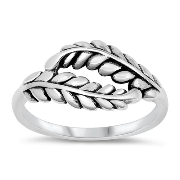 Elegant Laurel Leaf Wrap Wheat Ring .925 Sterling Silver Band Sizes 4-10