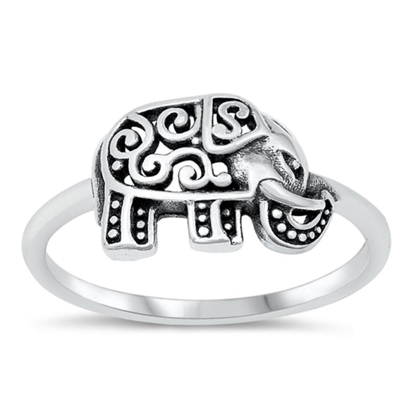 Ornate Bali Elephant Ring New .925 Sterling Silver Band Sizes 4-10