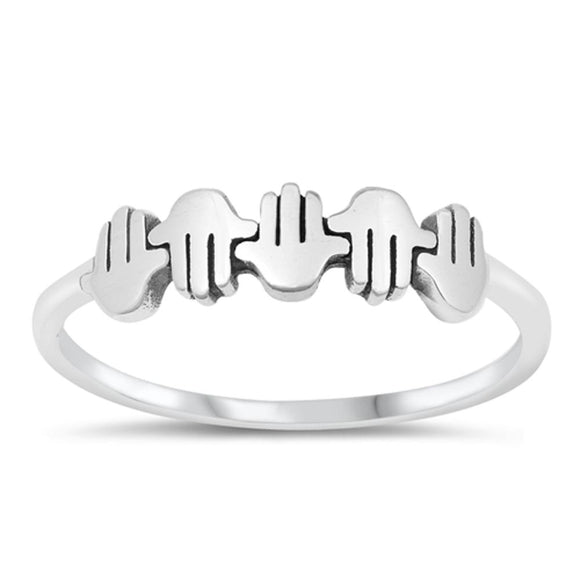 Up Down Hand Finger Ring High Five New .925 Sterling Silver Band Sizes 4-10