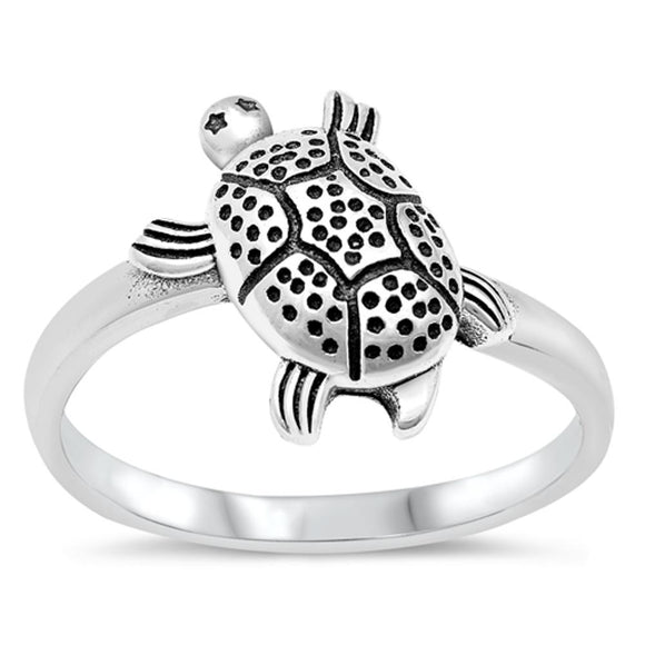 Grooved Turtle Animal Ring New .925 Sterling Silver Band Sizes 4-10