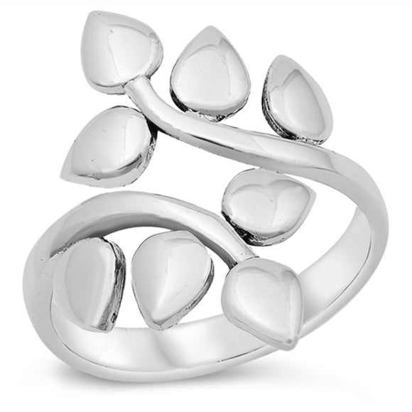 High Polish Leaf Wrap Ring New .925 Sterling Silver Band Sizes 5-10