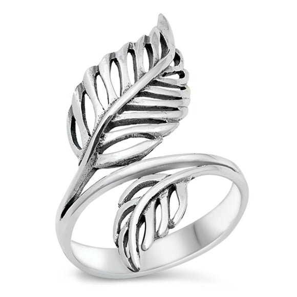 Peace Lily Plant Leaf Ring New .925 Sterling Silver Band Sizes 5-10