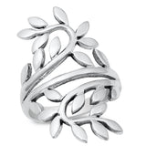 Large Boho Leaf Wrap Nature Vine Ring New .925 Sterling Silver Band Sizes 5-10