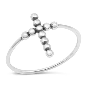 Polished Bubble Beaded Cross Ring New .925 Sterling Silver Band Sizes 4-10