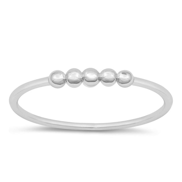 Unique Simple Bead Stackable Ring New .925 Sterling Silver Band Sizes 4-10