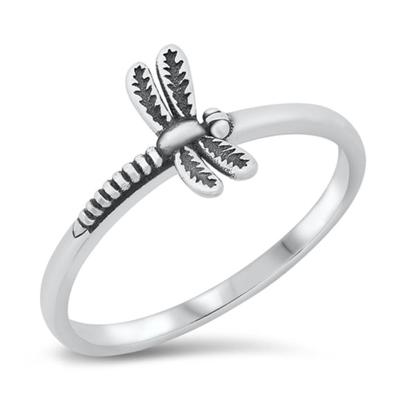 Oxidized Dragonfly Garden Fashion Ring New .925 Sterling Silver Band Sizes 4-10