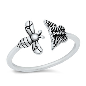 Open Bee Butterfly Nature Unique Ring New .925 Sterling Silver Band Sizes 4-10