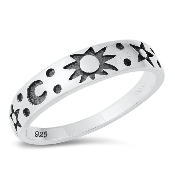 Astrology Moon Star Sun Wholesale Ring New .925 Sterling Silver Band Sizes 5-10