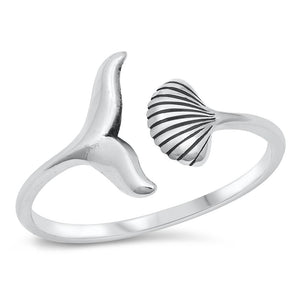 Mermaid Tail Seashell Wholesale Ring New .925 Sterling Silver Band Sizes 5-10