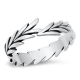 Fern Leaves Eternal Youth Polished Ring New .925 Sterling Silver Band Sizes 5-10