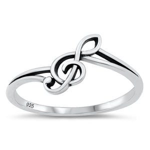 Treble G Clef Music Note Cute Ring New .925 Sterling Silver Band Sizes 4-10