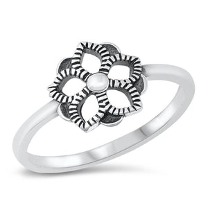 Orchid Flower Beauty Strength Promise Ring .925 Sterling Silver Band Sizes 5-10